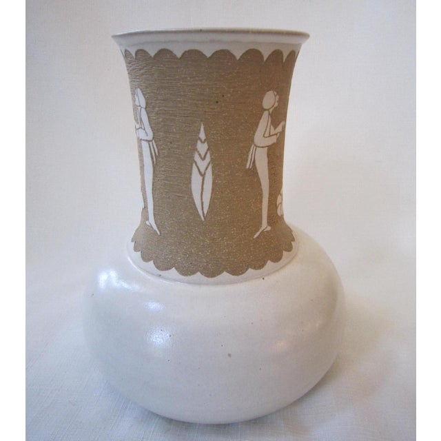 1960s Michael Anderson Mid Century Vase, Asian Relief For Sale - Image 5 of 6