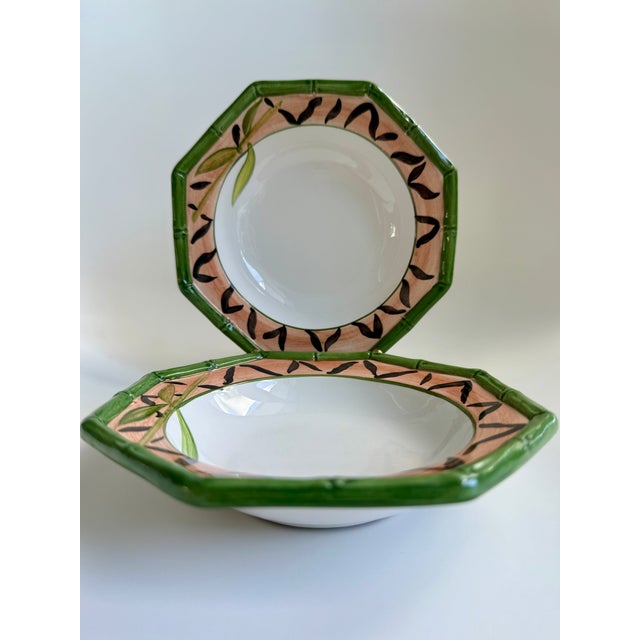 Vintage Palm Beach Regency Desert Bowls With Leopard and Bamboo Edge Decoration - Set of 8 For Sale In Miami - Image 6 of 6