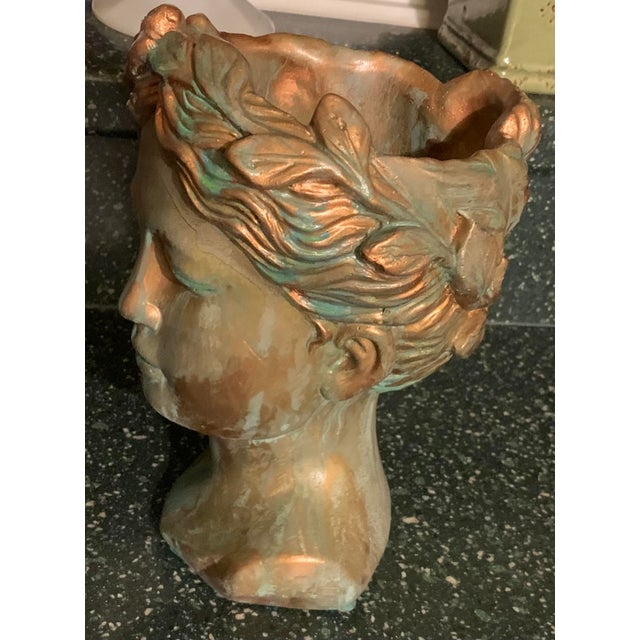 Aphrodite Greek Statue Bust Copper Patina Planter Head Chairish