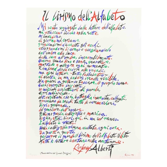 Rafael Alberti, The Lyricism of Alphabet, 1972, Lithograph For Sale