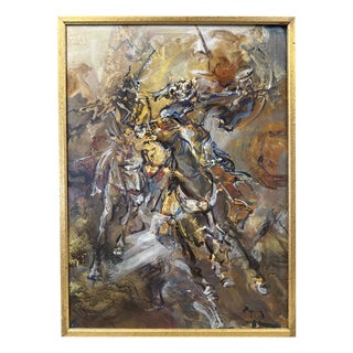 Gérard Pamboujian, Battle of the Pyramids. Oil on Canvas, 1975 For Sale