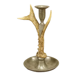 Black Forest Candle Holder With Pewter Base and Spout, Germany Ca. 1860s