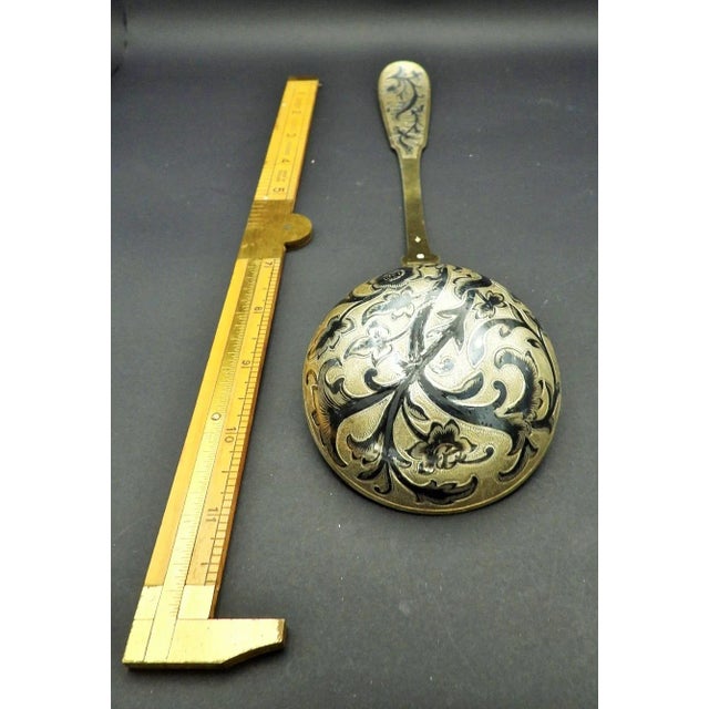 Metal Antique Pierre Queille 950 Sterling Silver Gilt Nielle Ladle Punch Soup 1834 For Sale - Image 7 of 12