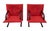 Postmodern T Line Lounge Chairs in Red Alcantara by Arflex,, Italy, 1982, Set of 2 For Sale - Image 9 of 11