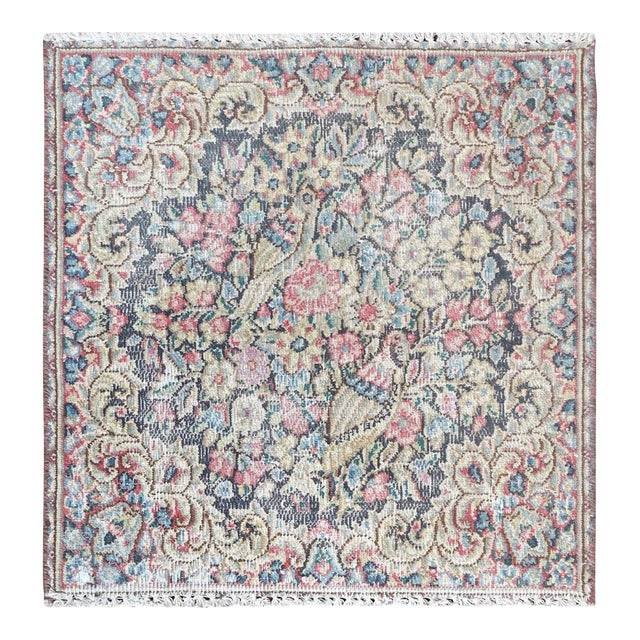 Vintage Persian Kerman Distressed Colorful Wool Hand Knotted Rug For Sale