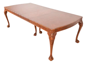 Romweber Chippendale Burl Wood Extension Dining Table, Newly Refinished