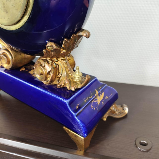 Stunning 19th-C. French Eugène Farcot Porcelain Clock Bleu De Roi For Sale - Image 4 of 15