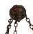 Art Nouveau Antique Hammered Bronze Chandelier With Moonstone Cast Glass Dome For Sale - Image 3 of 8