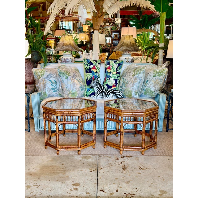 Pair of Restored Brighton Pavilion Style Bamboo End Tables by Mersman For Sale - Image 12 of 12