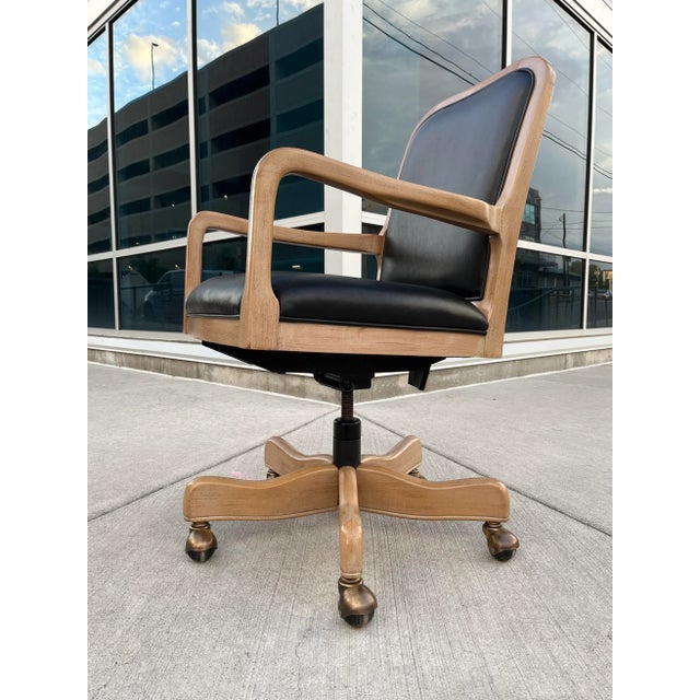 American Traditional Swivel-Tilt Executive Chair in Ebonized Aniline Leather From Hancock & Moore For Sale - Image 10 of 12