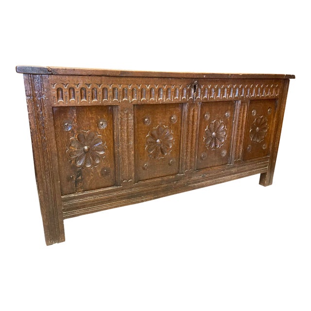 18th Century English Oak Coffer Blanket Chest For Sale
