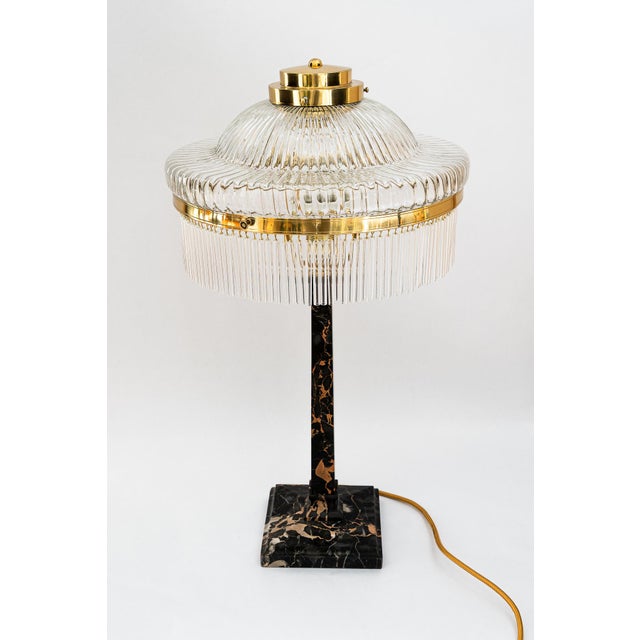 1920s Large Marble Table Lamp with Glass Shade, Vienna, 1920s For Sale - Image 5 of 18