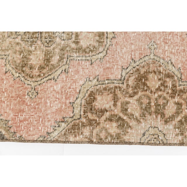 Pink Mid 20th Century Muted Pink Turkish Runner Rug For Sale - Image 8 of 10