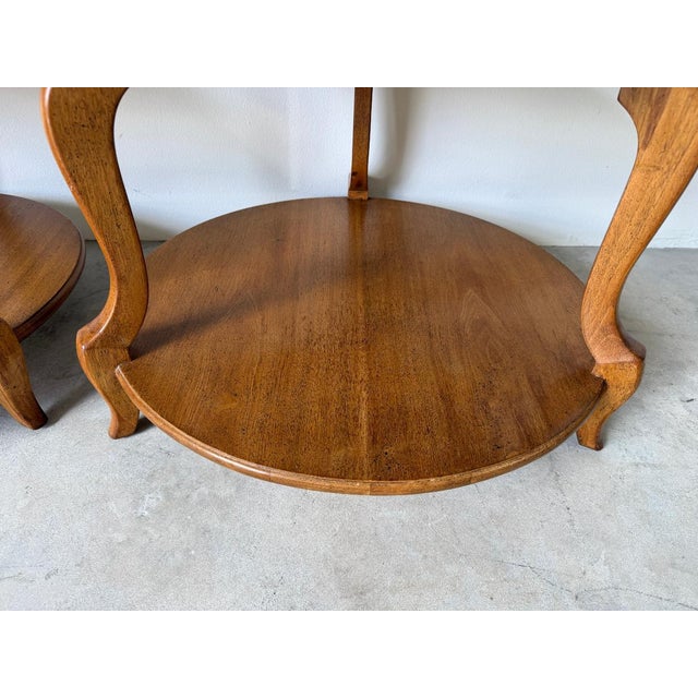 Hollywood Regency Grosfeld House Walnut Three-Tier End Tables – Pair For Sale - Image 12 of 16