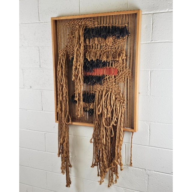 1970s Mid-Century Hand Woven Textile Wall Hanging For Sale - Image 4 of 5