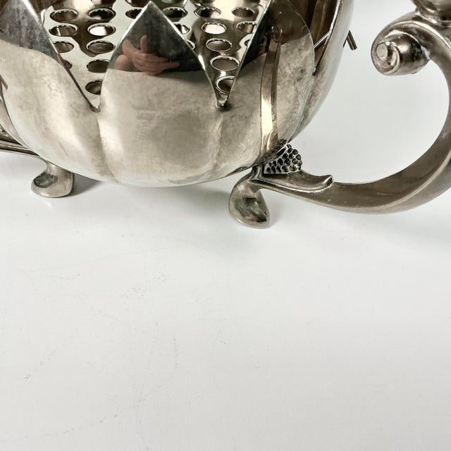 Metal Mid-Century Chinoiserie Hollywood Regency Lotus Flora Centerpiece Vase With Three Candleholders For Sale - Image 7 of 12