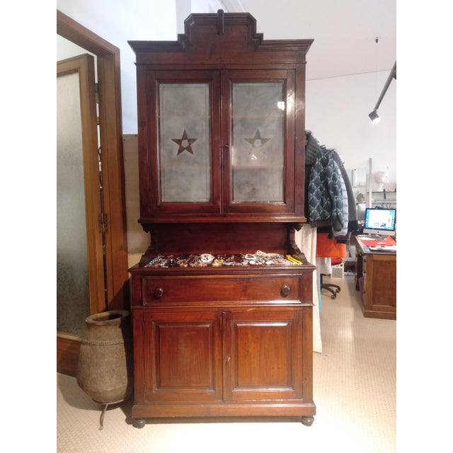 Romagna Showcase in Walnut Stained Fir, 1920s / 30s For Sale - Image 10 of 11