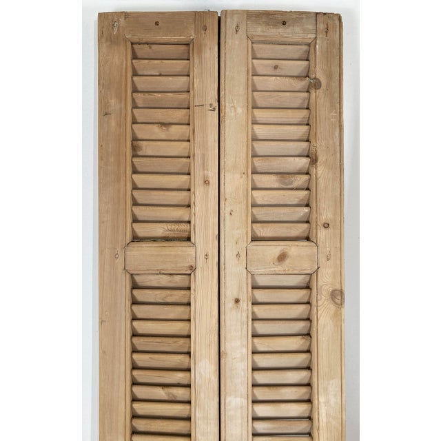 Late 19th Century Antique French Bleached Wood Shutter Pair For Sale - Image 5 of 6