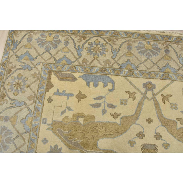 Oushak Rug 9′ X 12’1” Ivory Wool Tribal Hand-Knotted Oriental Carpet For Sale In Philadelphia - Image 6 of 12