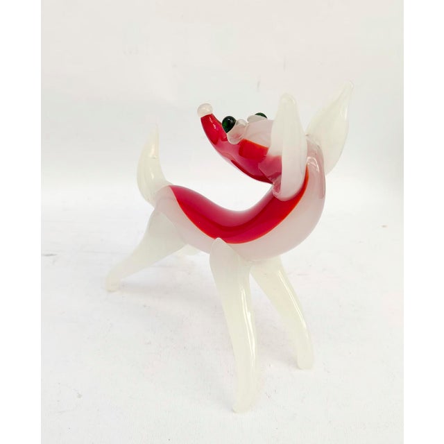 Vintage White and Red Murano Glass Fox Figurine attributed to Murano for Maestri di Murano, 1950s For Sale - Image 4 of 10