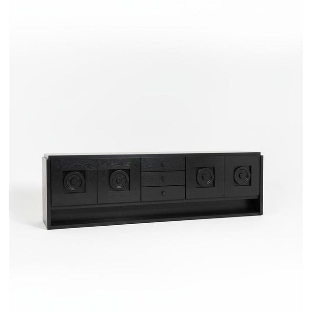 Black Brutalist Black Oak Credenza For Sale - Image 8 of 8