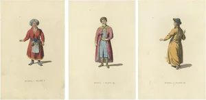 William Alexander, Traditional Female Attire of 19th Century Russia, 1814, Paper, Set of 3