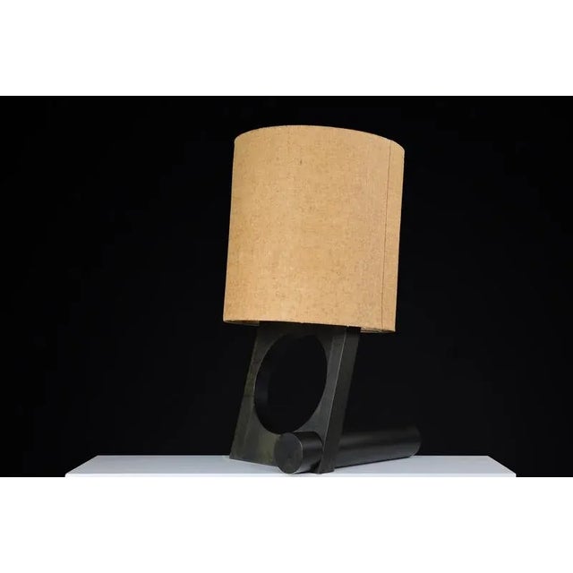 Mid-century modern vladimír nývlt solid wood table lamp, prague, 1970s rare sculptural form in dark-stained wood,...