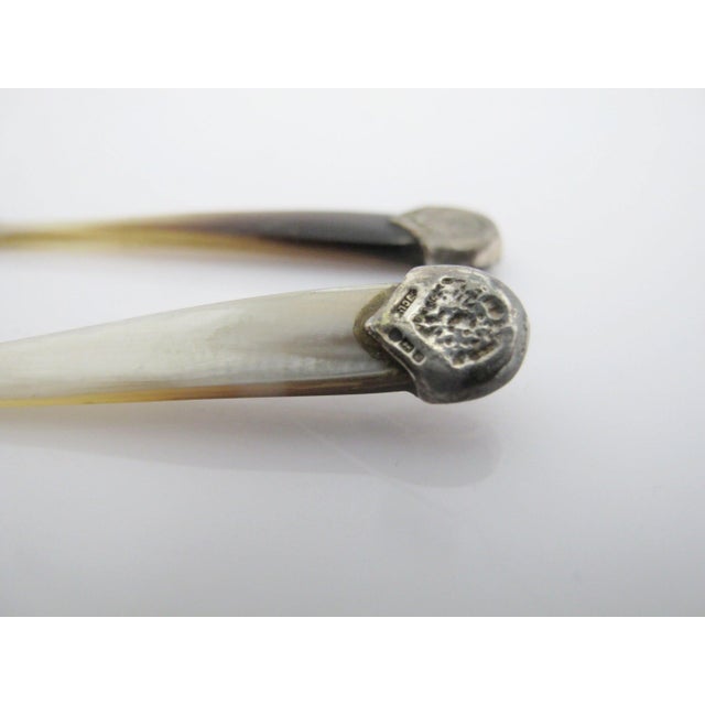 Vintage Natural Horn Sterling Silver Floral Mounted Caviar Serving Spoon Set of 5 For Sale - Image 13 of 13