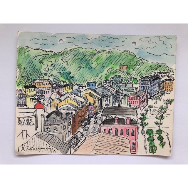 European City Rooftop View Painting By Alex Tschernjawski 1960s Chairish