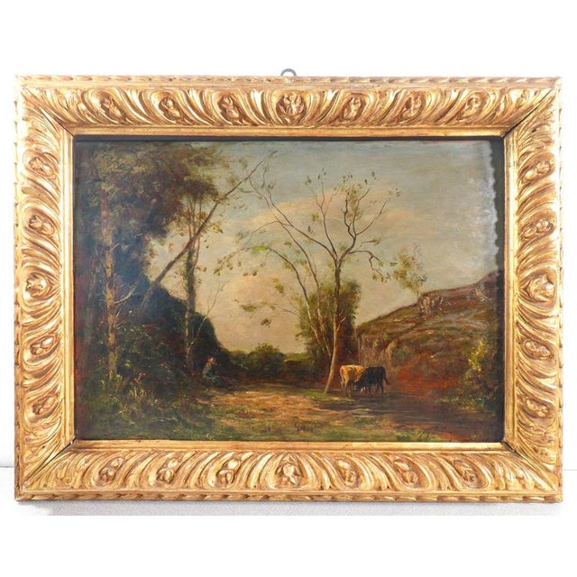 Brown Vittorio Bussolino, Landscape Painting, Late 19th Century, Oil on Panel, Framed For Sale - Image 8 of 14