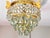 Vintage Brass Butterfly Flush Mount Light, Vintage Hand-Painted Light Green Crystal Basket Chandelier, Dramatic Radial Shadow Display For Sale - Image 13 of 15
