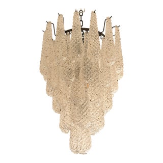 Mid-Century Modern Venetian“Conchiglie” Murano Glass Cascade Black Nikel Chandelier For Sale