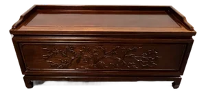 Asian Style Carved Cedar Lined Blanket Chest Coffee Table, 1970s