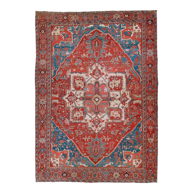 Oversize Antique Persian Heriz Carpet - 12'9" x 17'9" For Sale