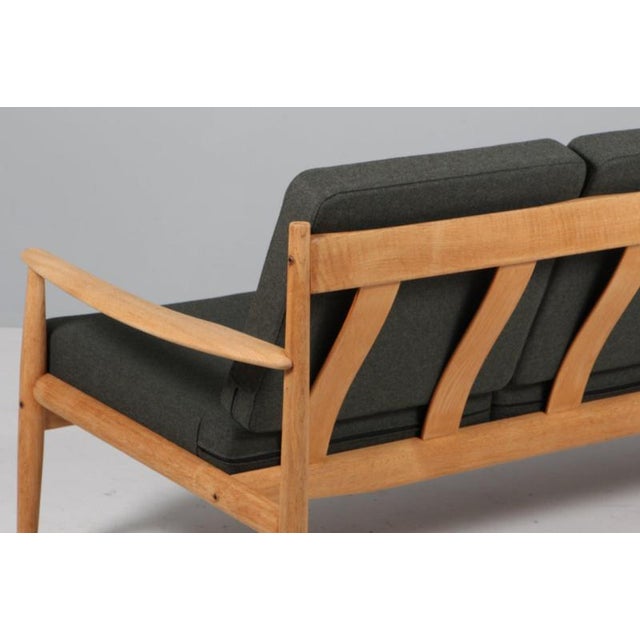 3-Seater Sofa in Oak and Wool attributed to Grete Jalk, 1960s For Sale - Image 9 of 10