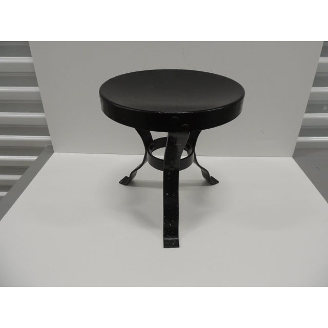 Vintage Black Painted Black Metal Round Milking Stool. Tripod legs Size: 10.25"D x 11"H