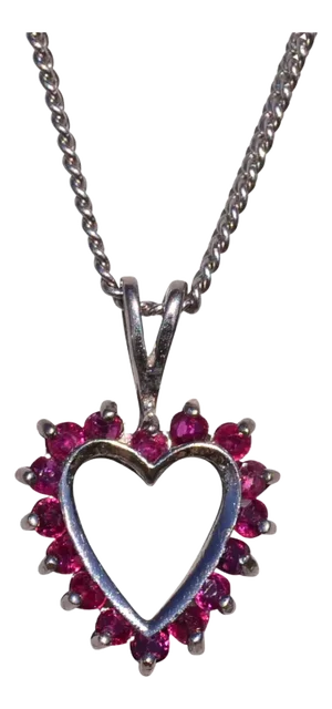 The Cooks: White Gold Ruby Heart Necklace