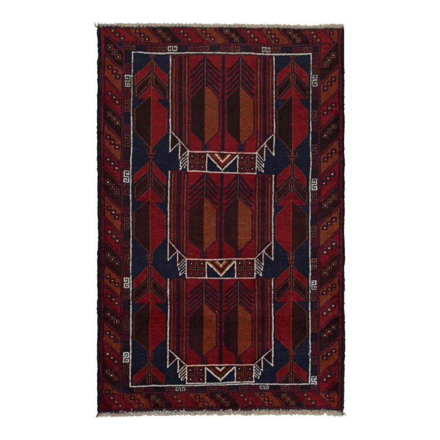 Red Rug & Kilim’s Afghani Baluch Tribal Rug in Red With Geometric Patterns For Sale - Image 8 of 8