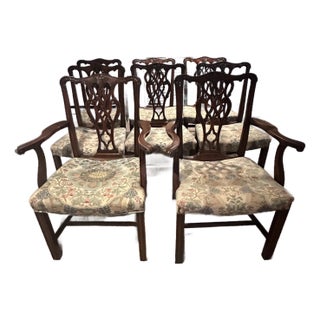 Mid 20th Century Set of 8 Vintage Chippendale Dining Chairs For Sale