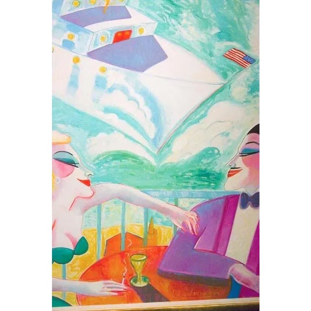 "Doktor Thrill Cruises on the Princess" Original Oil Painting by Earl Linderman Dated, titled and signed again on the back...