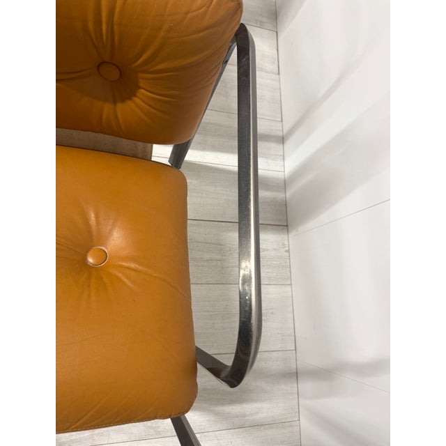 Metal Italian Leather Chairs, 1970s, Set of 4 For Sale - Image 7 of 15