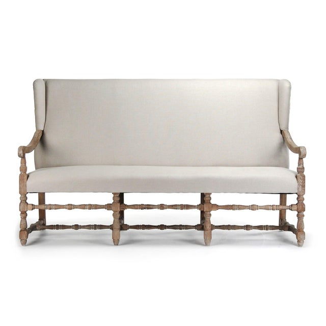 Beautifully detailed, the Franck Bench is oversized for comfort. Upholstered in our signature natural linen and carved...