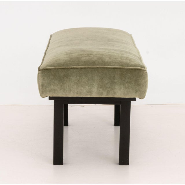 Chinese Style Sage Velvet Upholstered Bench For Sale In New York - Image 6 of 7