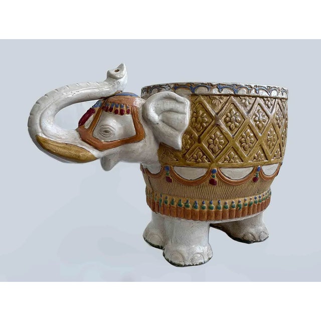 Vintage European Planter - Hand Painted Glazed Terracotta For Sale - Image 12 of 12