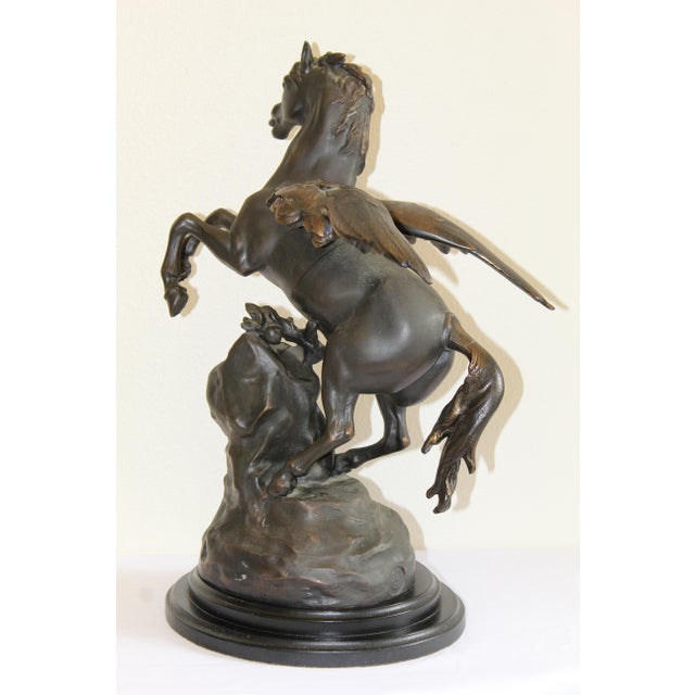 Grand Tour Vintage j.b. Hirsch "Collection Française" Bronze Pegasus Replica Sculpture After Émile-Louis Picault – 20" H For Sale - Image 3 of 16