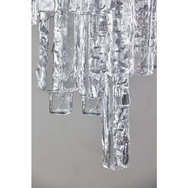 Metal Glass and Brass Chandelier with Icicle Pendants from Itre, 1970s For Sale - Image 7 of 18