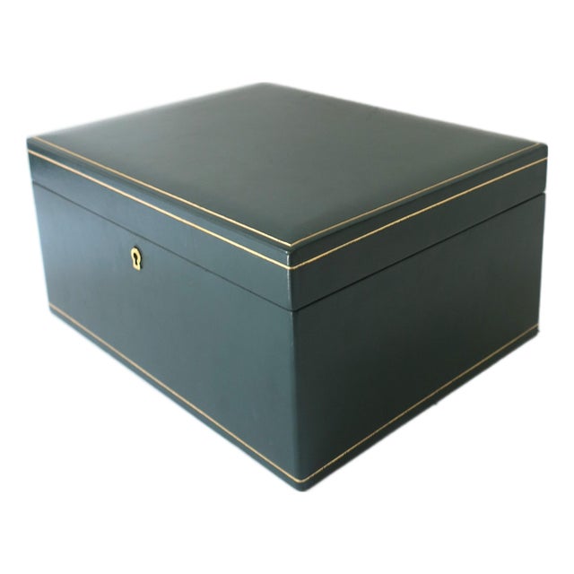 Italian Leather Jewelry Box, Late-20th Century, Italy For Sale