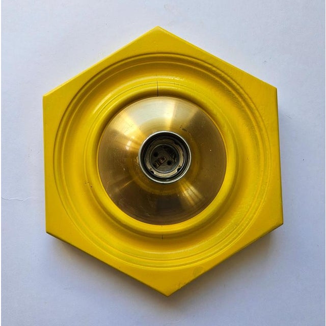 1970s Mid-Century Yellow Ceiling Lamp, Italy, 1970s For Sale - Image 5 of 15