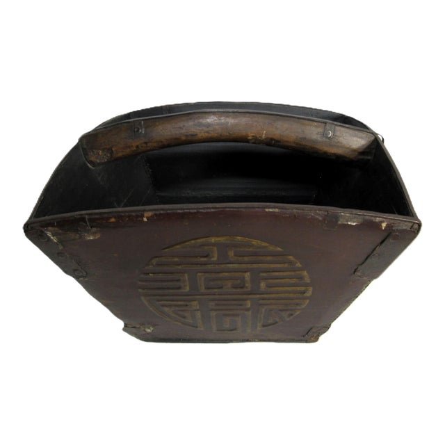 Rustic Antique Chinese Rice Wedding Bucket Basket For Sale