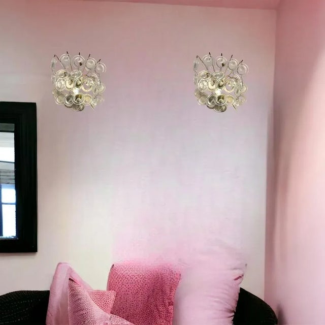 Vintage Glass Disc Sconces, 1960s, Set of 2 For Sale - Image 10 of 12